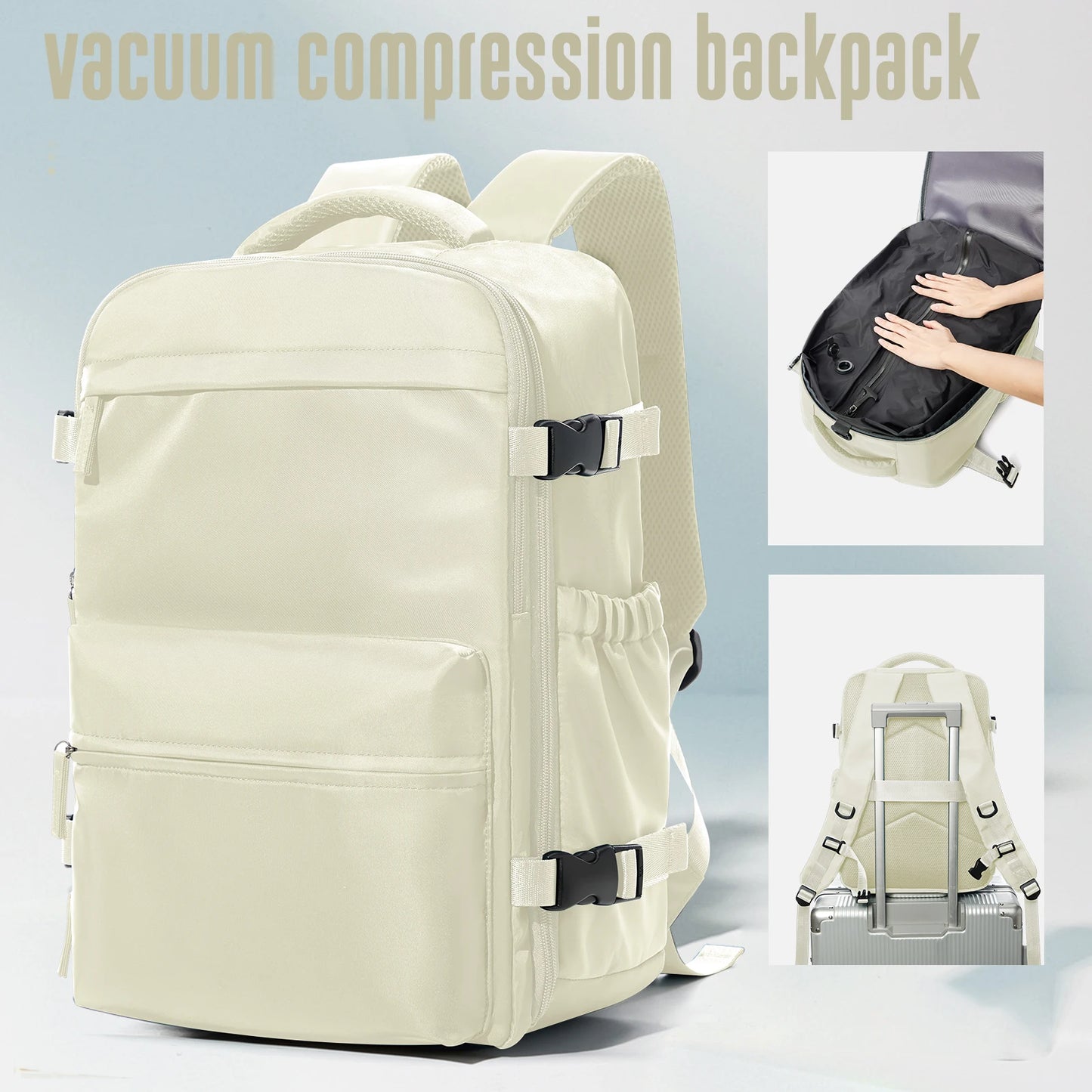 Cabine Certa – Mochilas de viagem com compressão a vácuo, perfeitas para portáteis até 15.6", aceites nas companhias aéreas.