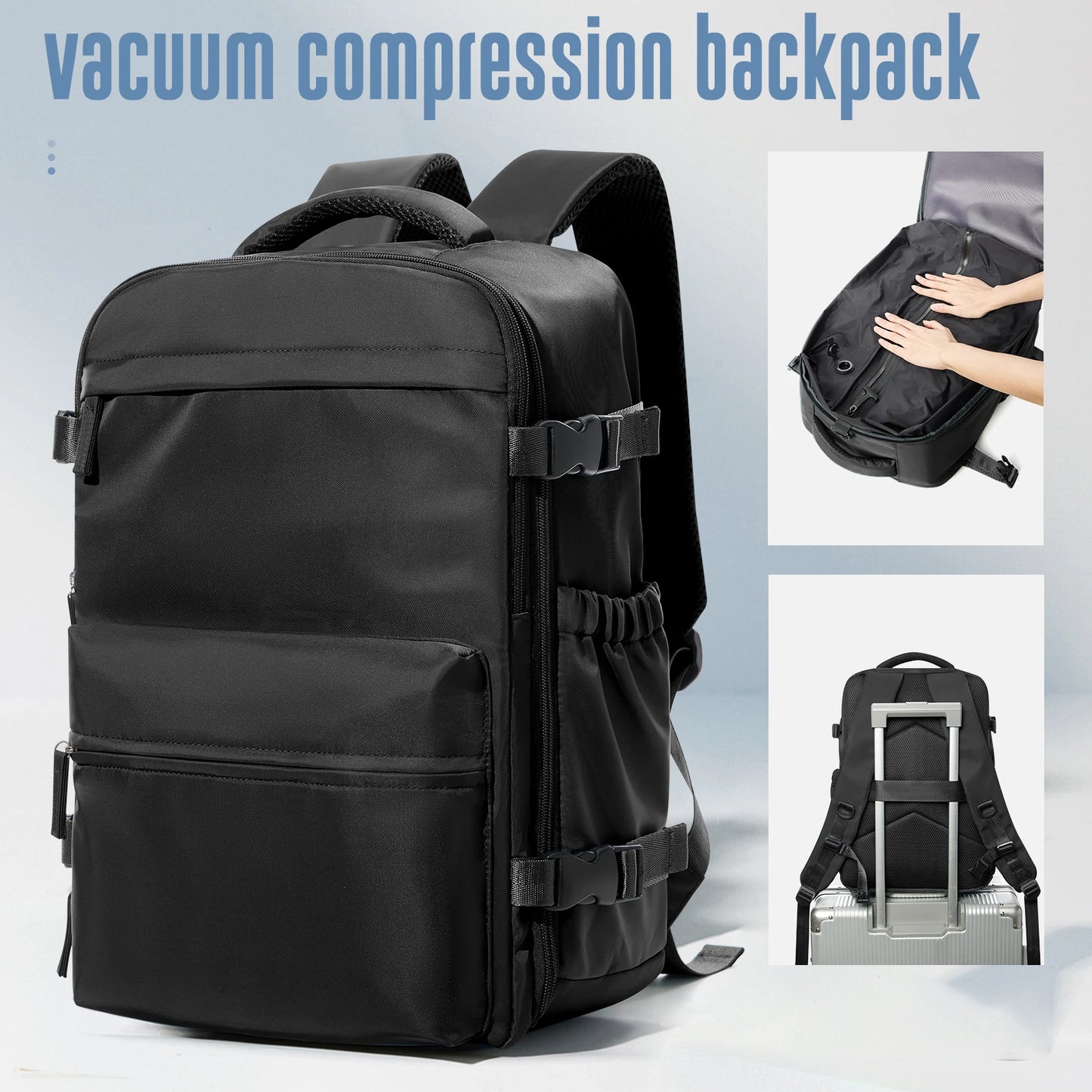 Cabine Certa – Mochilas de viagem com compressão a vácuo, perfeitas para portáteis até 15.6", aceites nas companhias aéreas.