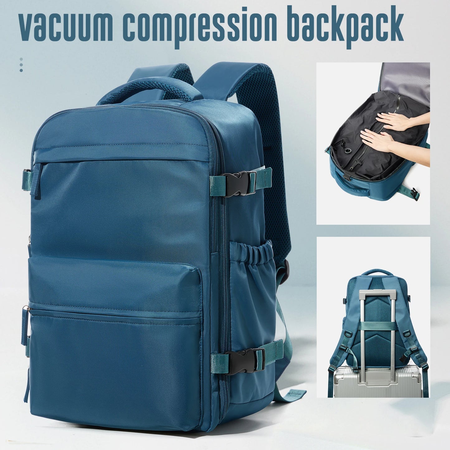Cabine Certa – Mochilas de viagem com compressão a vácuo, perfeitas para portáteis até 15.6", aceites nas companhias aéreas.