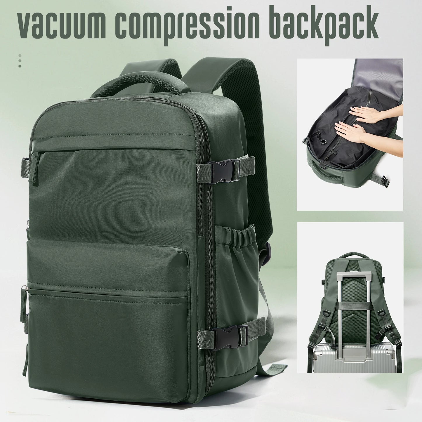 Cabine Certa – Mochilas de viagem com compressão a vácuo, perfeitas para portáteis até 15.6", aceites nas companhias aéreas.