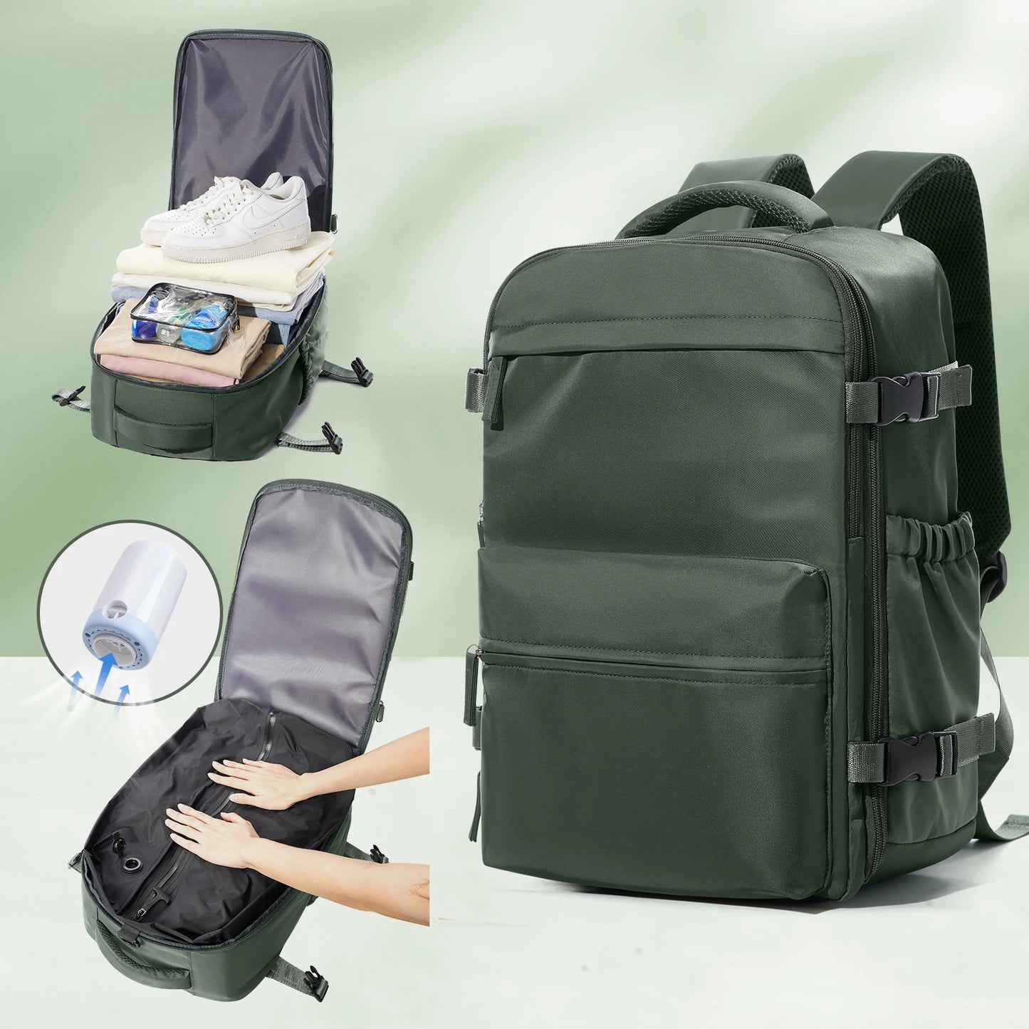 Cabine Certa – Mochilas de viagem com compressão a vácuo, perfeitas para portáteis até 15.6", aceites nas companhias aéreas.