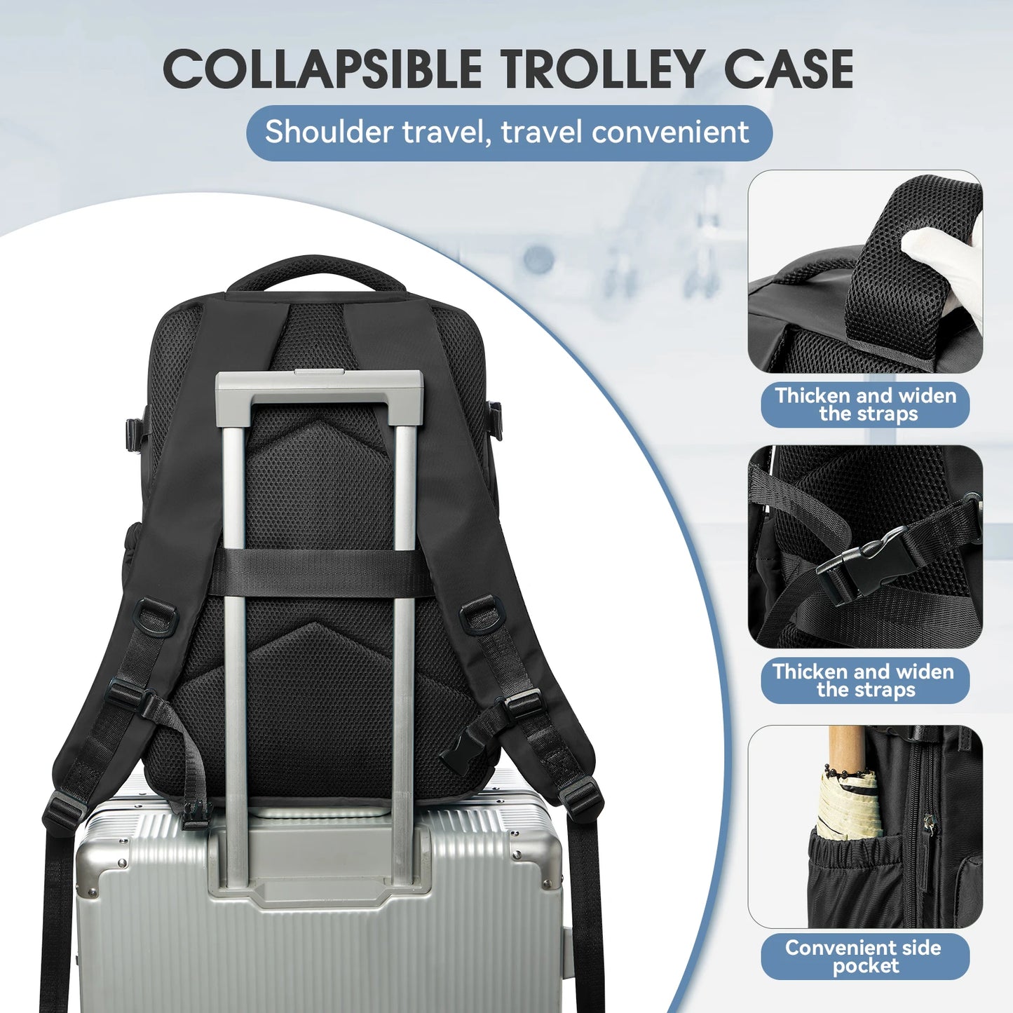 Cabine Certa – Mochilas de viagem com compressão a vácuo, perfeitas para portáteis até 15.6", aceites nas companhias aéreas.