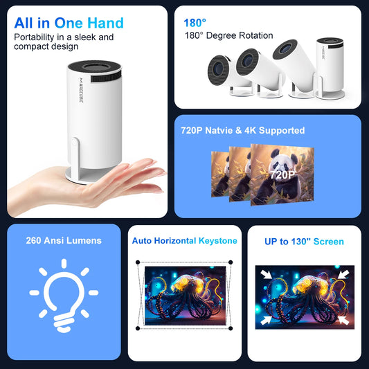 Projetor Magcubic 4K Wifi6 Pro – Android 11, 720P, Dual WIFI, BT5.0, Cinema em Casa e Exterior - GIRAJUNTA